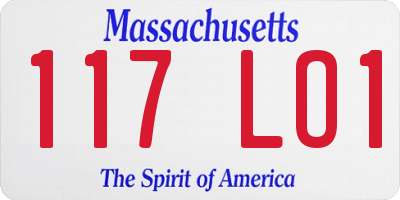 MA license plate 117LO1