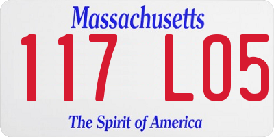 MA license plate 117LO5