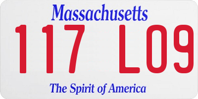 MA license plate 117LO9