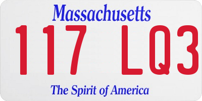 MA license plate 117LQ3