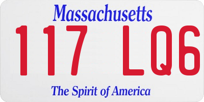 MA license plate 117LQ6
