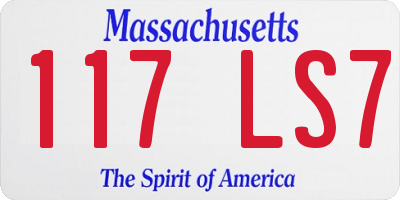 MA license plate 117LS7