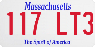 MA license plate 117LT3
