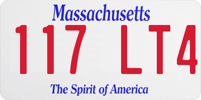 MA license plate 117LT4