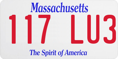 MA license plate 117LU3