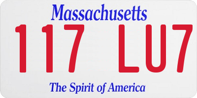 MA license plate 117LU7