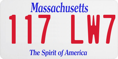 MA license plate 117LW7