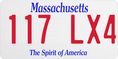 MA license plate 117LX4