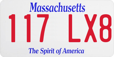 MA license plate 117LX8