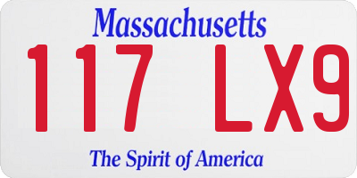 MA license plate 117LX9