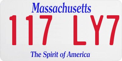 MA license plate 117LY7