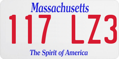 MA license plate 117LZ3