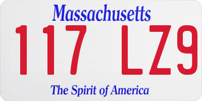 MA license plate 117LZ9