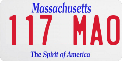 MA license plate 117MA0