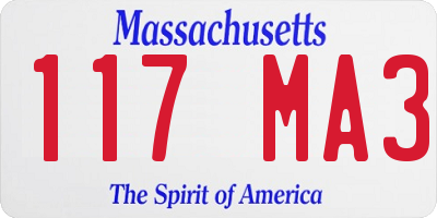 MA license plate 117MA3