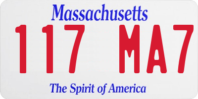 MA license plate 117MA7