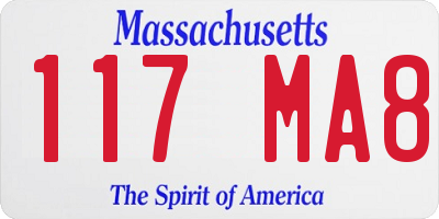 MA license plate 117MA8