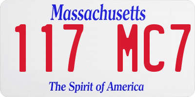 MA license plate 117MC7