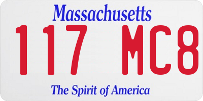 MA license plate 117MC8