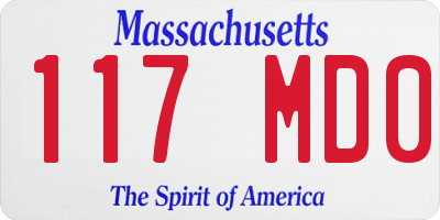 MA license plate 117MD0
