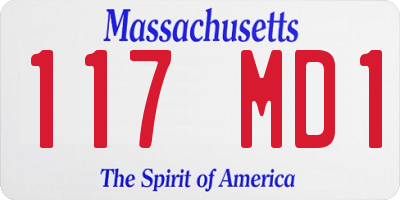MA license plate 117MD1