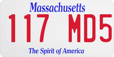 MA license plate 117MD5