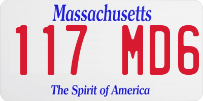 MA license plate 117MD6