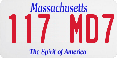 MA license plate 117MD7