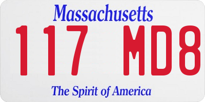 MA license plate 117MD8