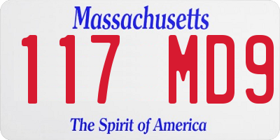 MA license plate 117MD9