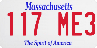 MA license plate 117ME3