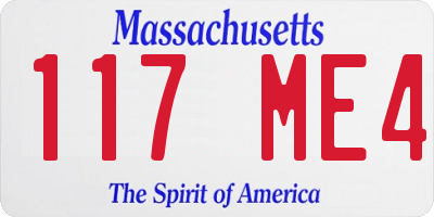MA license plate 117ME4