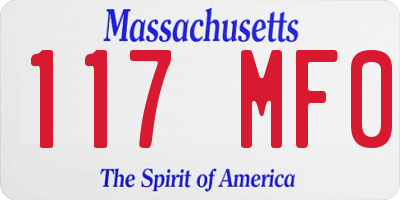 MA license plate 117MF0
