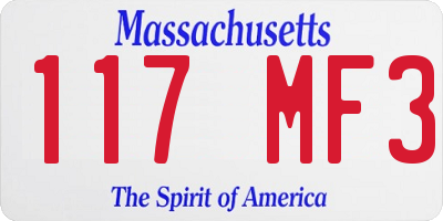 MA license plate 117MF3