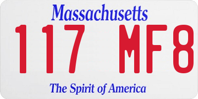 MA license plate 117MF8