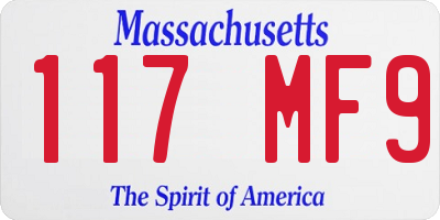 MA license plate 117MF9