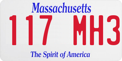 MA license plate 117MH3