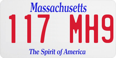 MA license plate 117MH9