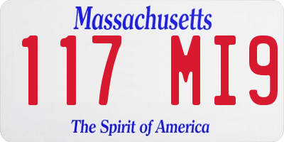 MA license plate 117MI9