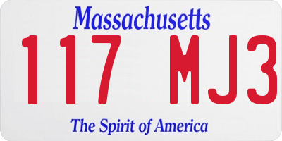 MA license plate 117MJ3