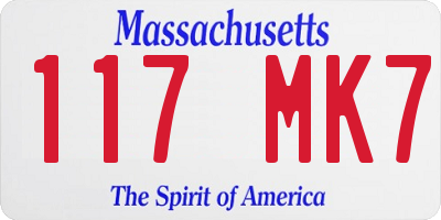 MA license plate 117MK7