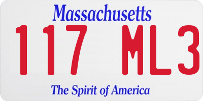 MA license plate 117ML3