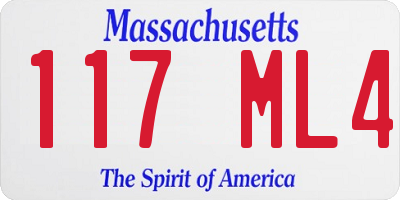 MA license plate 117ML4