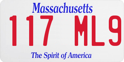 MA license plate 117ML9