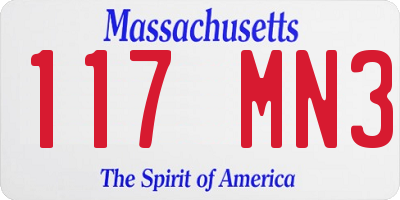 MA license plate 117MN3