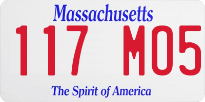MA license plate 117MO5