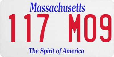 MA license plate 117MO9
