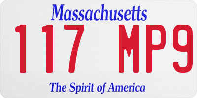 MA license plate 117MP9