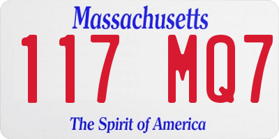 MA license plate 117MQ7