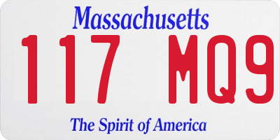 MA license plate 117MQ9